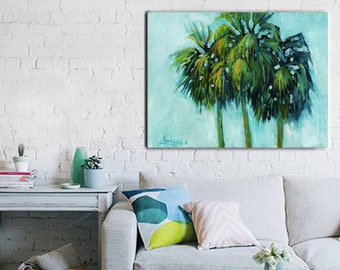 Palm tree wall art, original oil painting, canvas painting, 24"x30"