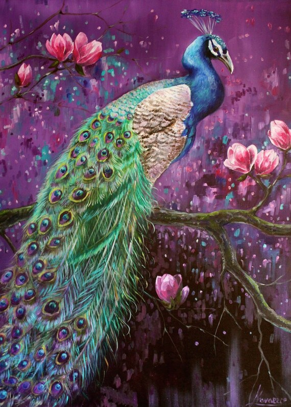 Items similar to Peacock wall art, peacock painting,peacock decor