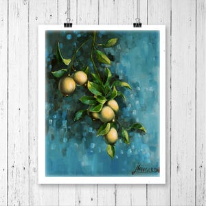 Dining room art, giclee print,Lemon painting, still life painting, fruit print, fruit painting, lemons, classy, art print, lemon wall art