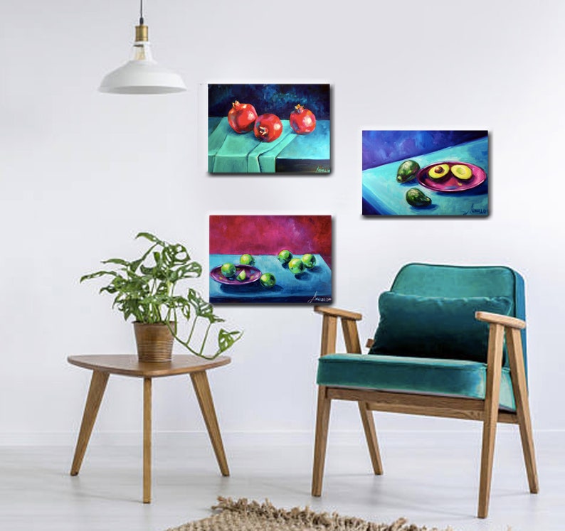 Lot De 3 Mur Peinture Dart Ensemble Art De Cuisine Etsy