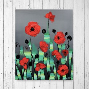 Red flowers wall art, botanical art print, giclee, variety of sizes