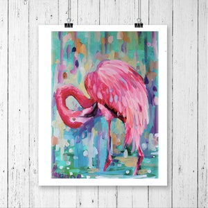 Flamingo print, flamingo art,bird prints, flamingo painting, giclee, tropical art decor, florida art, tropical wall art, pink flamingo,