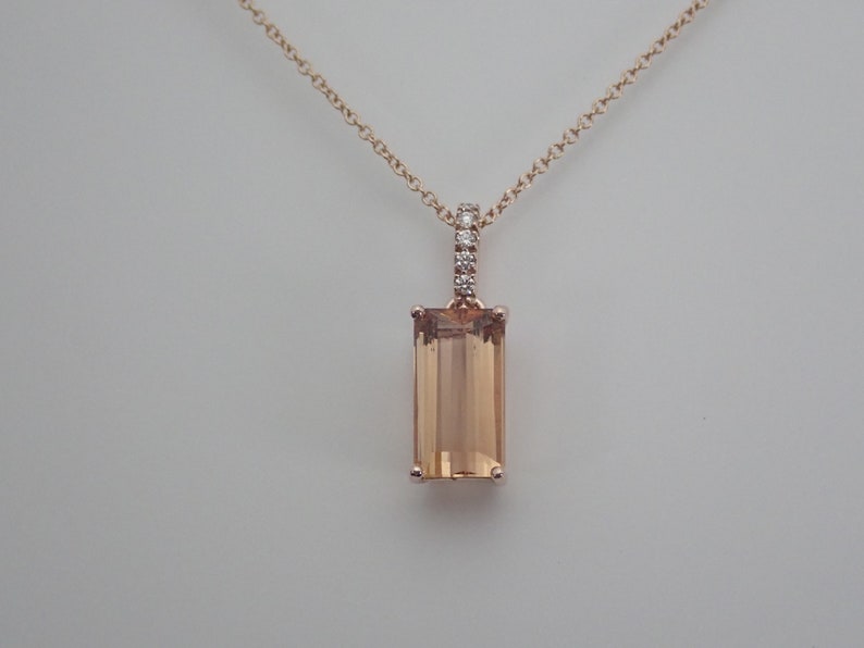 Natural Imperial Topaz Necklace / Pendant 14k Rose Gold Natural Peach Color Gemstone One of a Kind Gift for Her with Cable Chain Included 画像 7