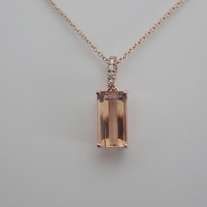 Natural Imperial Topaz Necklace / Pendant 14k Rose Gold Natural Peach Color Gemstone One of a Kind Gift for Her with Cable Chain Included 画像 4