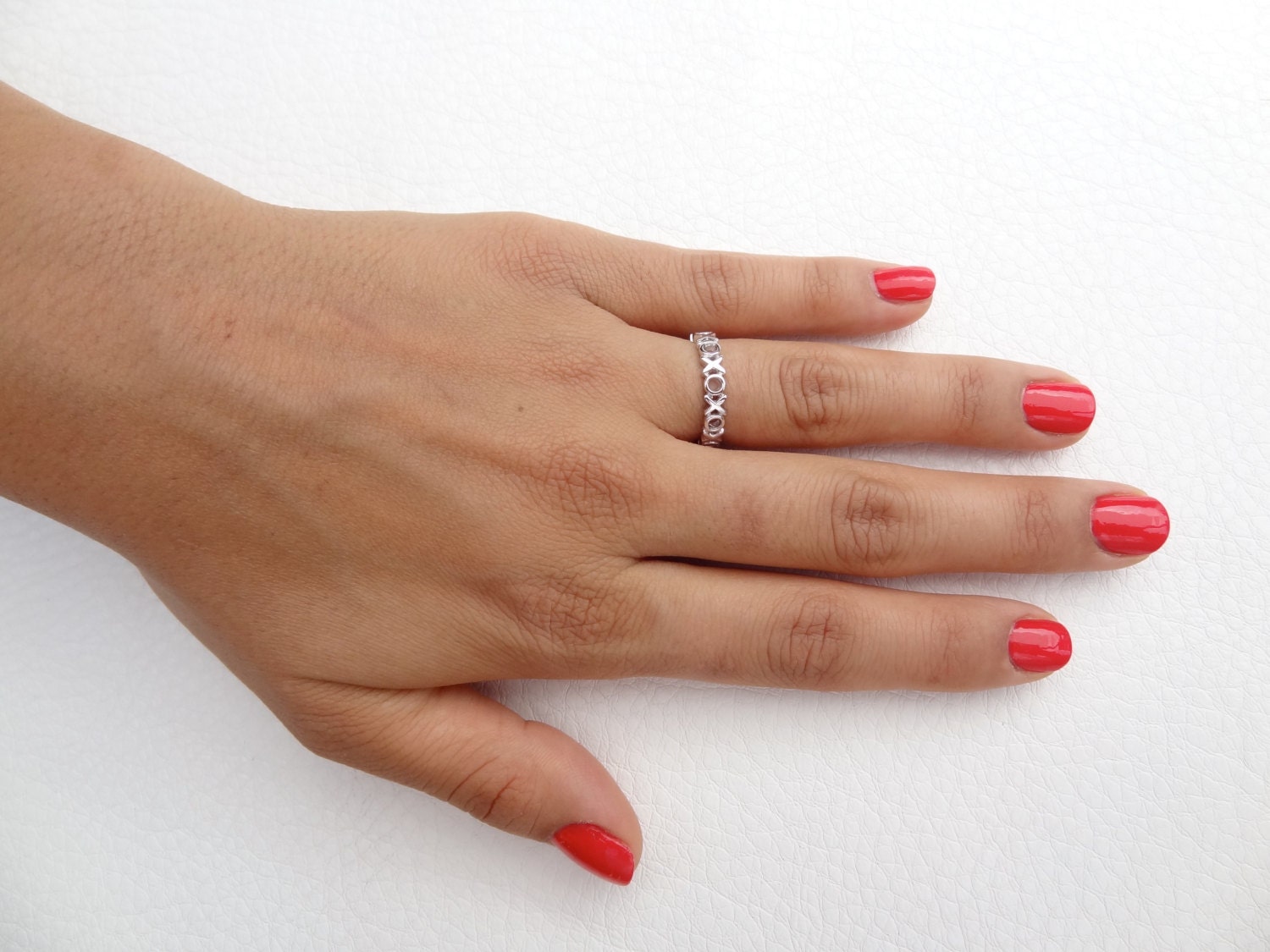 XOXO Wedding Band 14k Solid White Gold Hugs and Kisses Love Etsy