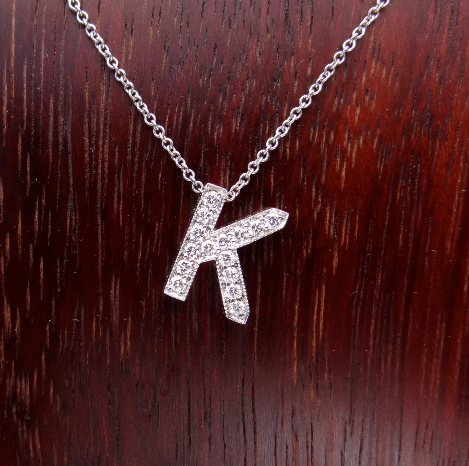 Letter k necklace diamond deals