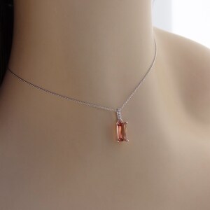 Natural Imperial Topaz Necklace / Pendant 14k Rose Gold Natural Peach Color Gemstone One of a Kind Gift for Her with Cable Chain Included 画像 2