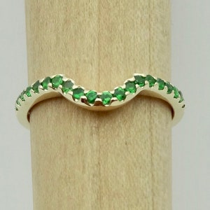 Curved Tsavorite Garnet Wedding Band, Contour Ring, Matching Wedding Band, Wedding Band, 14k Yellow Gold