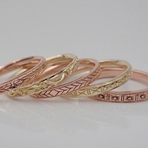 Vintage Wedding Ring, Wheat Pattern Engraved Wedding Band, Pattern ...