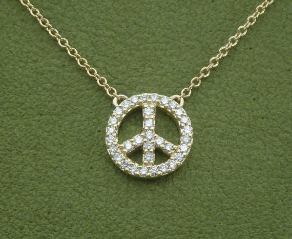 Diamond Peace Sign Pendant 