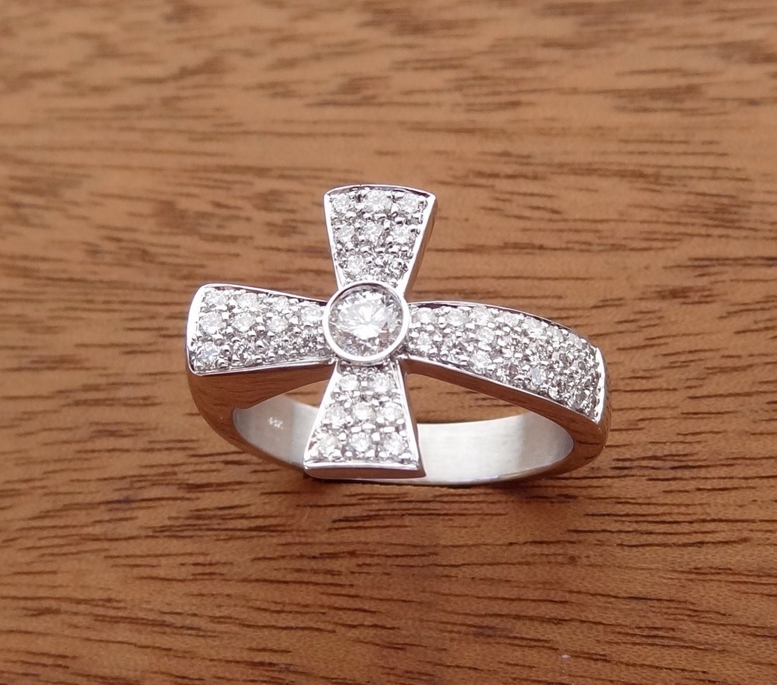 Mens Diamond Cross Wedding Band / Ring Solid 14k White Gold Etsy
