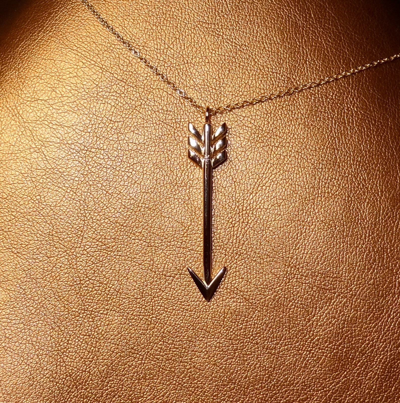 Arrow Pendant 1.6 Inches Necklace Solid 14k Yellow Gold Chain Etsy