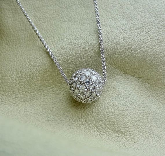 1.25 Ct. Pave Ball Pendant With Black diamond In 14K Yellow Gold |  Fascinating Diamonds