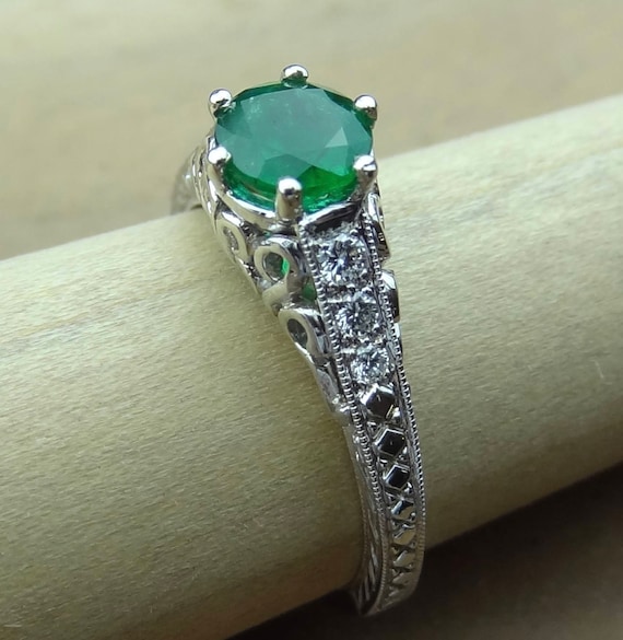 Vintage / Antique Style Fine Natural Columbian Emerald With - Etsy