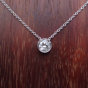 Diamond Solitaire Pendant 1/2 carat Diamond Necklace and Chain Solid 18k White Gold Custom Orders Available