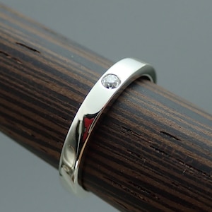 Single Diamond Wedding Band Vintage Diamond Engagement, Promise, Friendship Ring 14k Rose, White and Yellow Gold