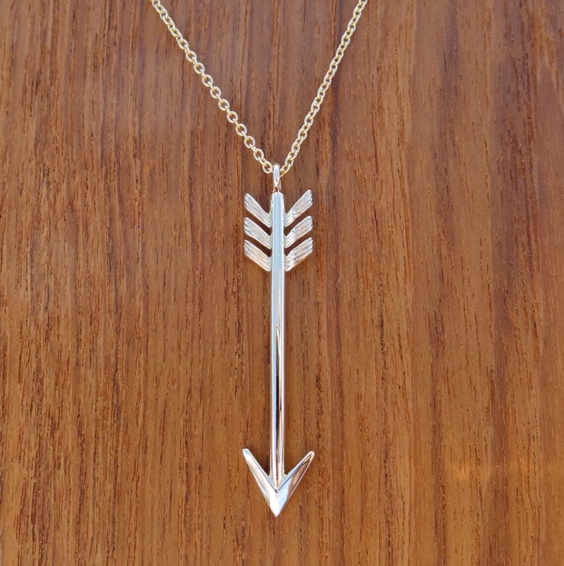 Arrow Pendant 1.6 Inches Necklace Solid 14k Yellow Gold, Chain Sold ...