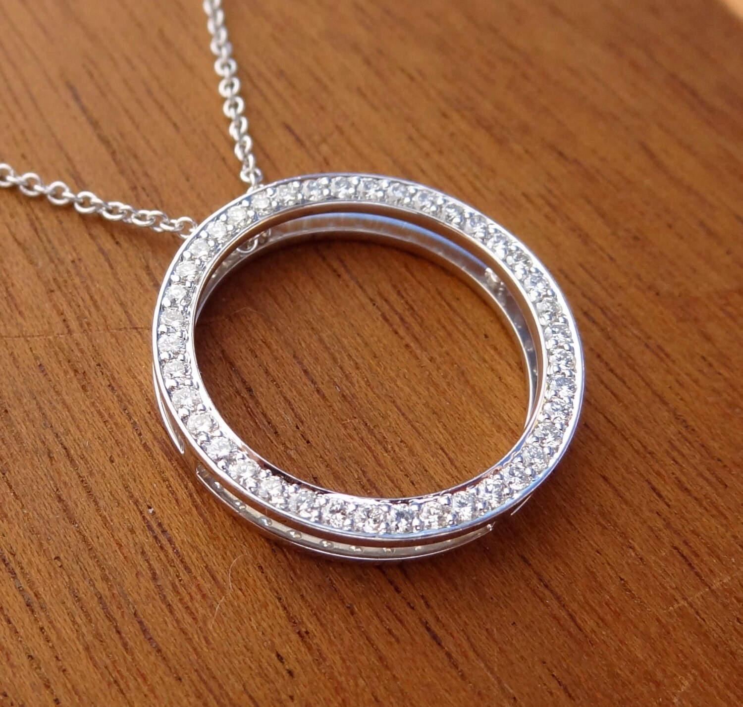 Diamond Circle Necklace Pave Diamond Necklace Open Circle