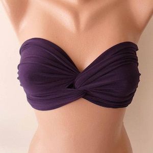 Gifts For Women Dark Purple Bandeau Bikini Top Swimwear Swimsuit Beach Boho Ariel Little Mermaid Top Halloween Costume