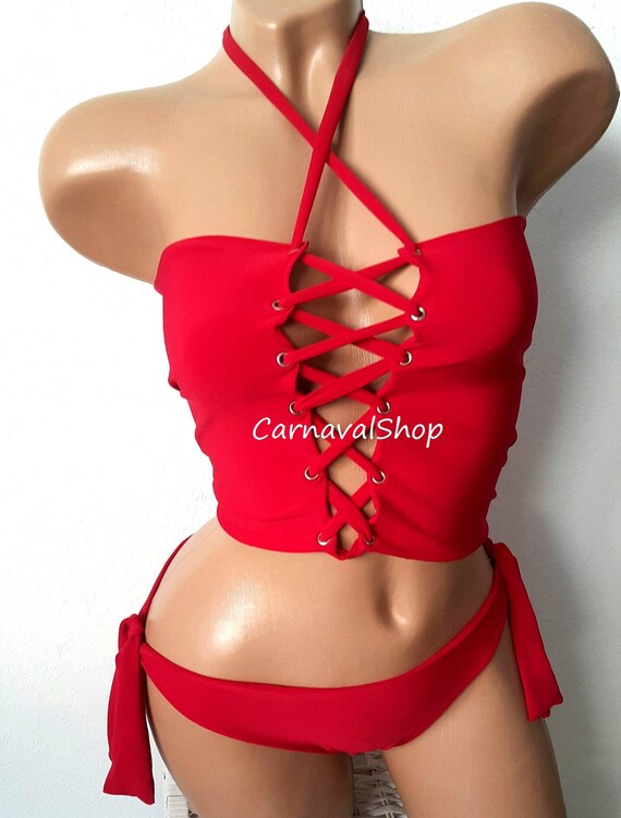 red swimsuit top