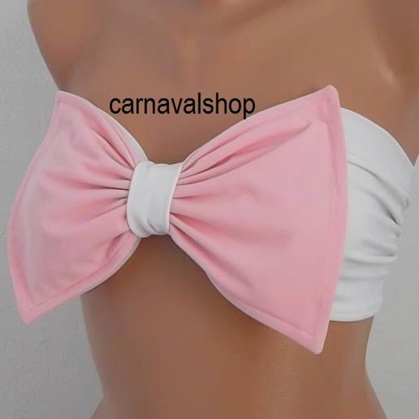 Pink/ Bow Bandeau Swimwear Swimsuit Bikini Top Summer Beach Gifts For Women