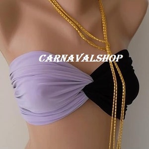 BIG SALE Spandex Bandeau-Swimwear-Swimsuit-Sun bathing-Bikini top-lilac-black -Twist bikini