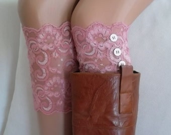 Poignets de bottes en dentelle avec boutons, jambières en dentelle extensible, surmatelas pour bottes d'hiver pour femmes, accessoires romantiques en dentelle, cadeau pour elle Noël