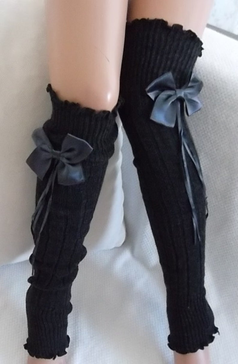Over Knee Socks Charcoal Socks With Bow Unique Gifts for Women Etsy