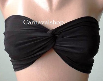 Black Spandex Bandeau Swimwear Swimsuit Bikini Top  Summer Beach