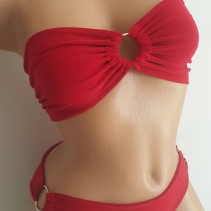 Big Sale Rotes Bikini Set mit Ring Details Bademode Badeanzug Bikini Yoga Top Bustier Geschenk für Sie personalisiertes Geschenk für Frauen Badeanzug Bild 5