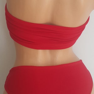 Big Sale Red Bikini Set w/ Ring Details Swimwear Swimsuit Bikini Yoga Top Bustier Gift for Her Personalized Gift for Women Bathing Suit image 10