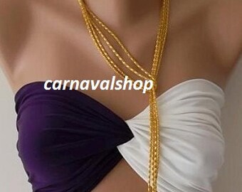 Spandex Twist Bandeau Top – Lila und Weiße Bademode