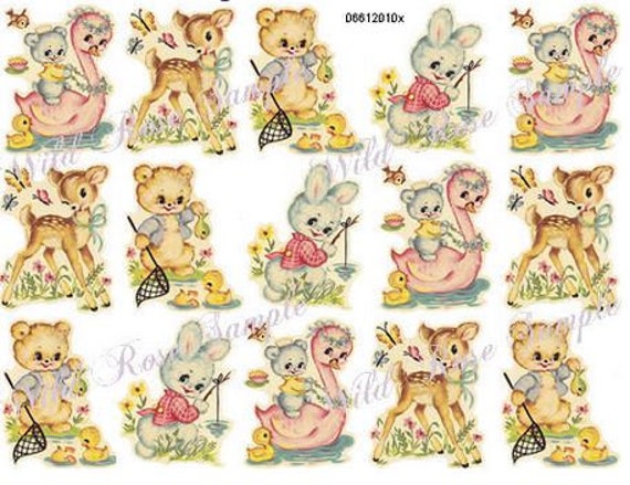 VinTaGe IMaGe PreTTy SpRinG VioLeT BouQueTs ShaBby WaTerSLiDe DeCALs