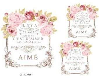 XL Vintage French Rose Labels Shabby Decals | Etsy