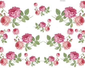 VinTaGe GorGeouS TriPLe PinK RoSeS ShaBbY DeCALs