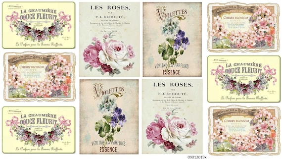 Vintage Paris French Floral Labels Shabby Decals - Etsy