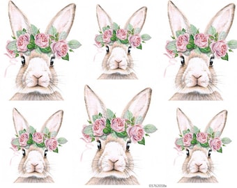 Vintage Image Shabby Retro Nursery Baby Animals Swan, Deer