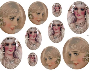 VinTaGe ELeGanT VicToRiaN WoMeN OVaL CaMeoS ShaBbY DeCaLs #3