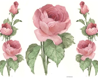 VinTaGe FuRNiTuRe SiZe CaBbaGe RoSeS & BuDs SHaBbY WaTerSLiDe DeCALs