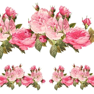 VinTaGe XXL MIXED ROSE ROSE SWAGS CALCOMANÍAS ShaBbY ~TAMAÑO DE MUEBLES~