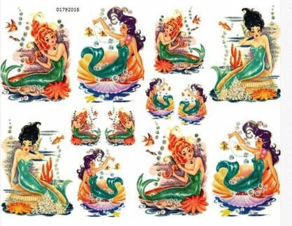 VinTaGe IMaGe ReTrO MerMaiDs ShaBby WaTerSLiDe DeCALs TRaNsFeRs