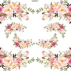 VinTaGe HanDPainTeD FLoRaL RoSeS CoRNeRs SWaGs SHaBbY DeCaLs