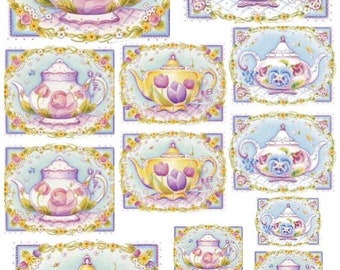 ViNTaGe VicToRiaN FLoRaL TeaPoTs ShaBby DeCALs