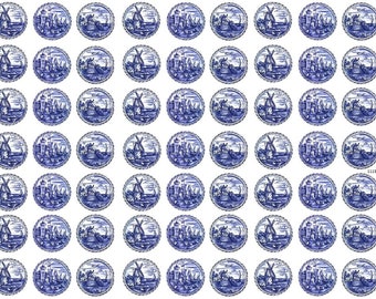 MAISON DE POUPÉES MINIATURES AUTOCOLLANTS BLEU NÉERLANDAIS DELFT ShaBby Stickers Glissade À Eau Découpage