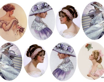 VinTaGe ELeGanT VicToRiaN WoMeN OVaL CaMeoS ShaBbY DeCaLs #2