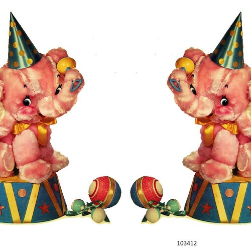 Vintage XL Meyercord Repro Bunnies With Rattles Shabby Decals Etsy