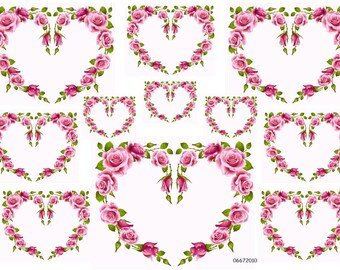 VinTaGe PiNK FLoRaL HeaRT WReaTHs ShAbBy DeCaLs