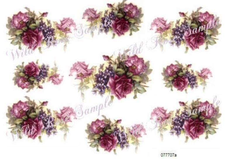 Vintage Pink Roses &amp; Violets Swags Shabby Decals - Etsy