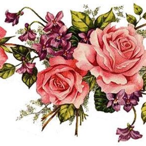 VinTaGe XL PinK TeA RoSeS & VioLeTs SpRaYs ShaBby DeCALs ~FuRNiTuRe SiZe~