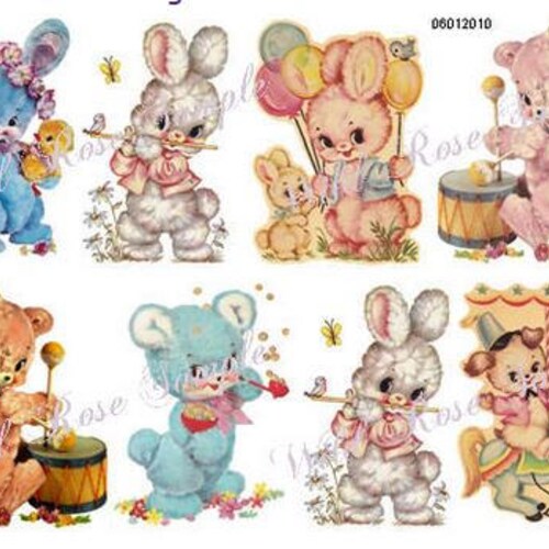 Vintage Assorted Vintage Repro Nursery Shabby Decals Etsy